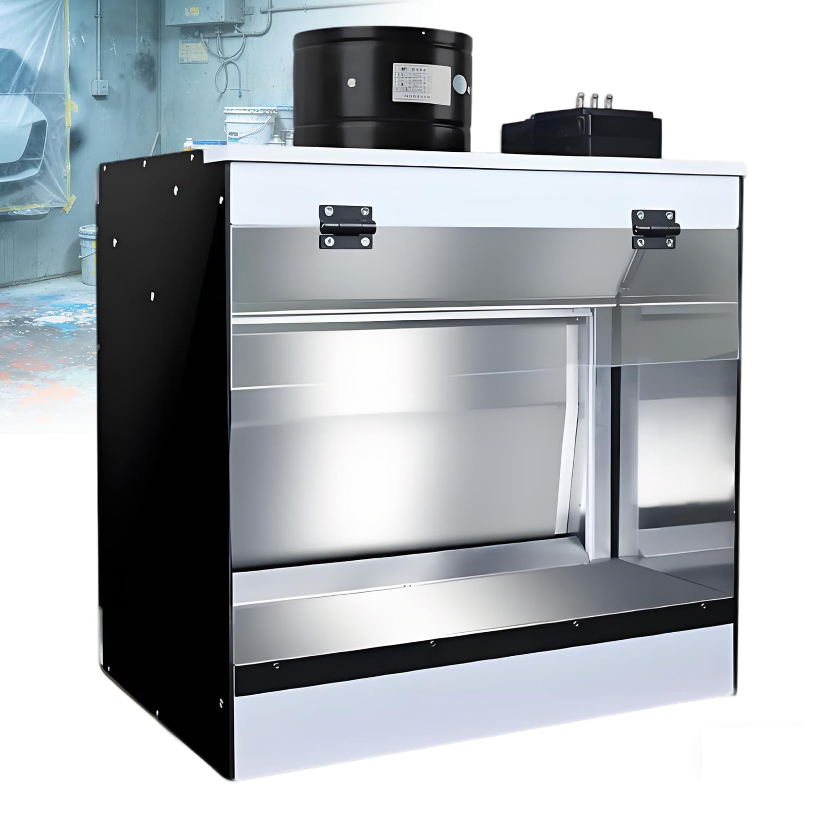Gavscient Craft Table Airbrush Booth with Waterfall Exhaust Syste, Craft Table Airbrush Booth for Models, Cakes, Nails, Craft, Water Curtain Exhaust Syste and LED Lighting
