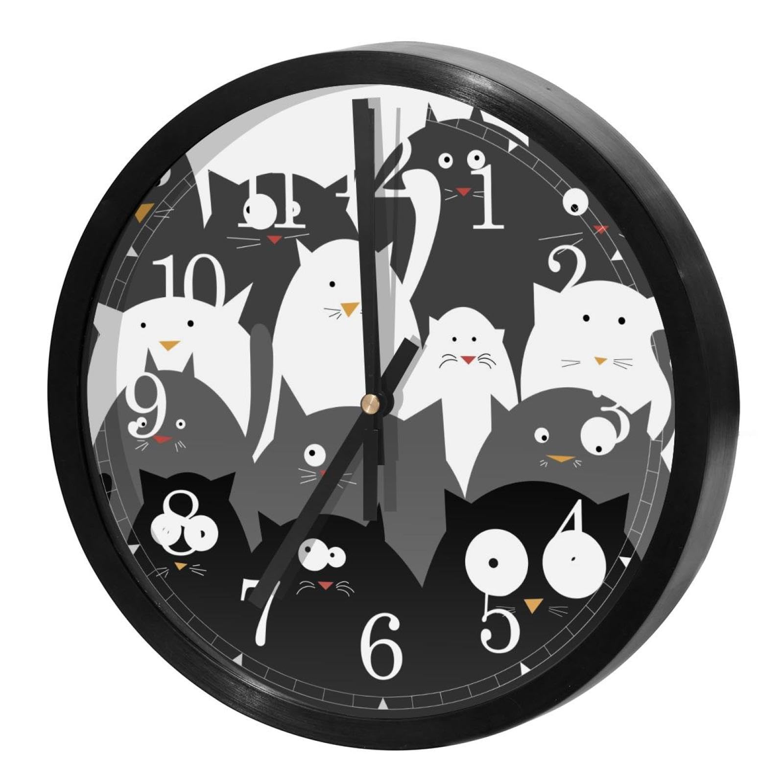 Horloge murale silencieuse à quartz motif chats déco sans tic-tac