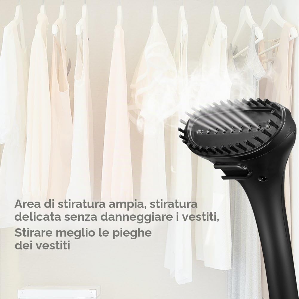 Garment Steamer Professionale, Stiratrice Verticale con piastra Acciaio Inox, Vapore continuo, Asta telescopica, Serbatoio 1.7 L, Accessori inclusi, 1700W 30g/min 230V/50H (Rosa-1700w)