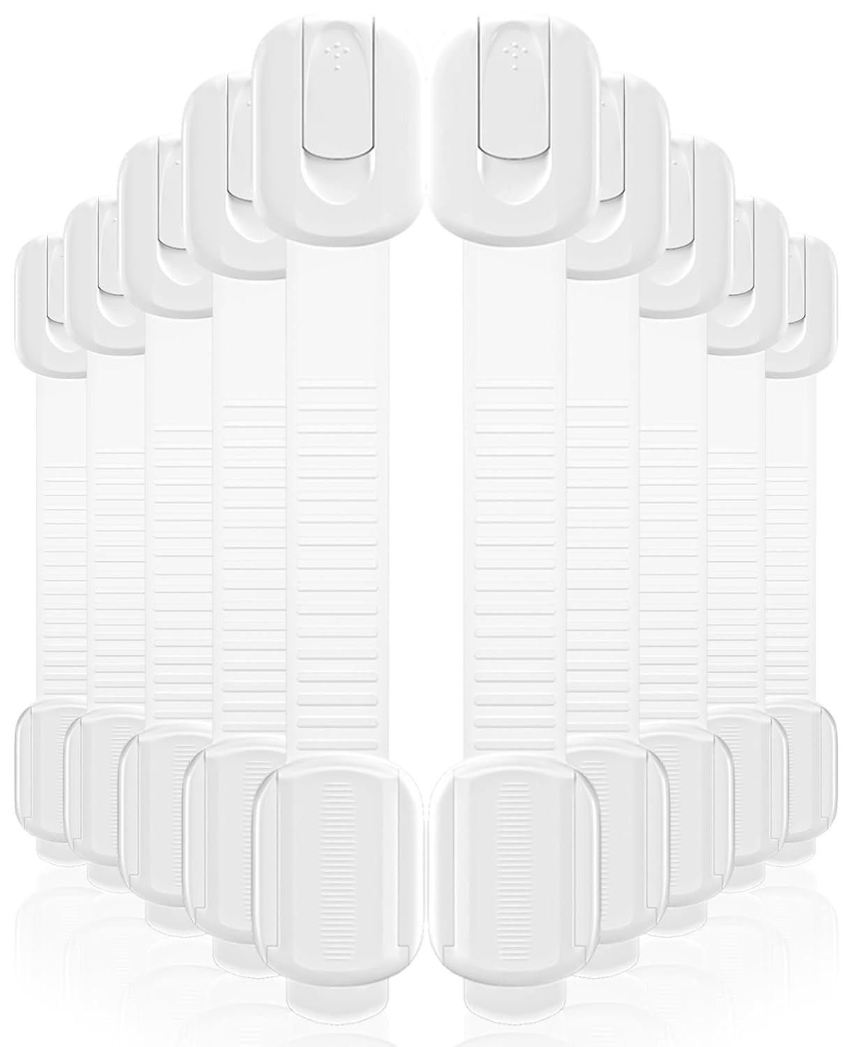 10 Pack Cabinet Locks Baby Proofing - Child Proof Cabinet Locks with 3M Adhesive, Easy Installation Adjustable Child Safety Drawer Latches No Drill, Multi-Use for Kitchen Ovens Fridge Toilet Seat
