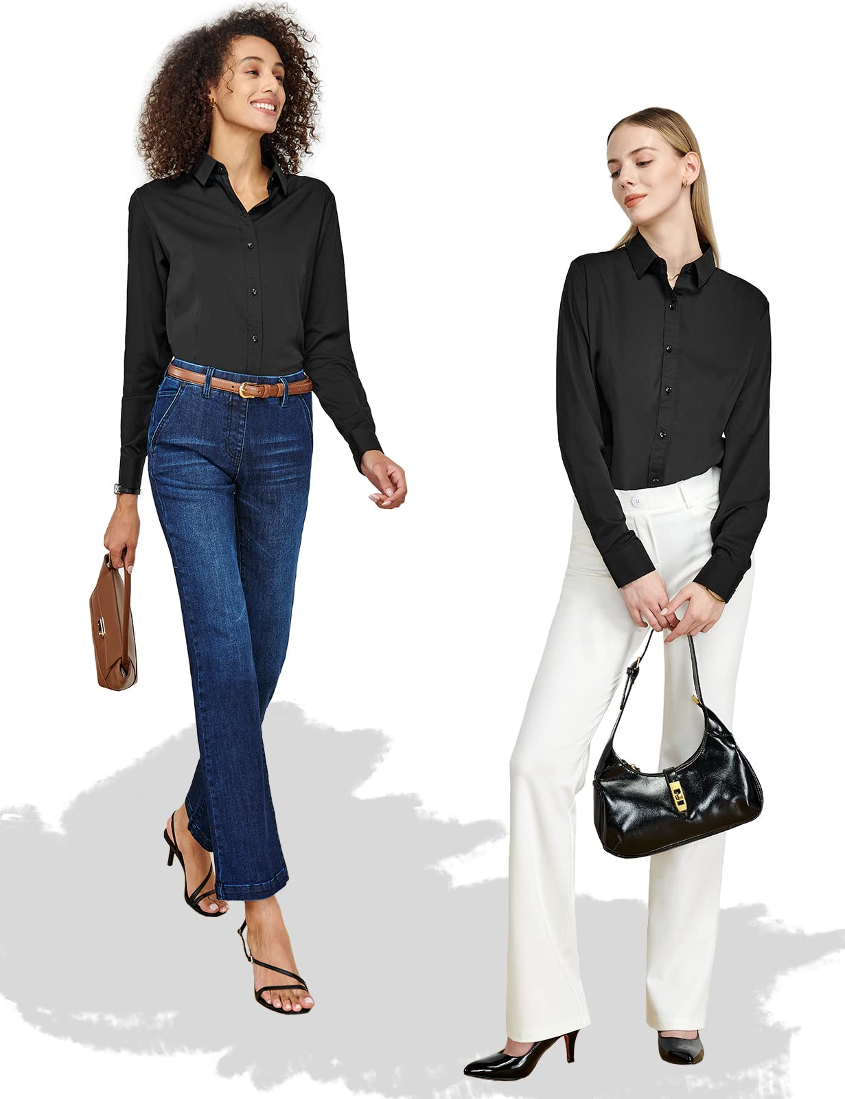 Tapata Camicetta da Donna con Bottoni, Pezzo Unico, Maniche Lunghe, Camicia da Lavoro Solida per L'Ufficio, Top Casual