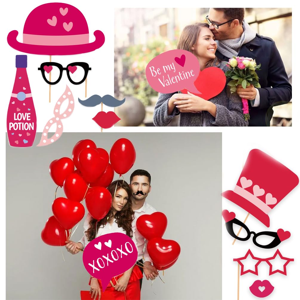 25 Valentinstag Photo Booth Requisiten – Lustige Selfie-Accessoires Für Partys, Hochzeit, Junggesellinnenabschied