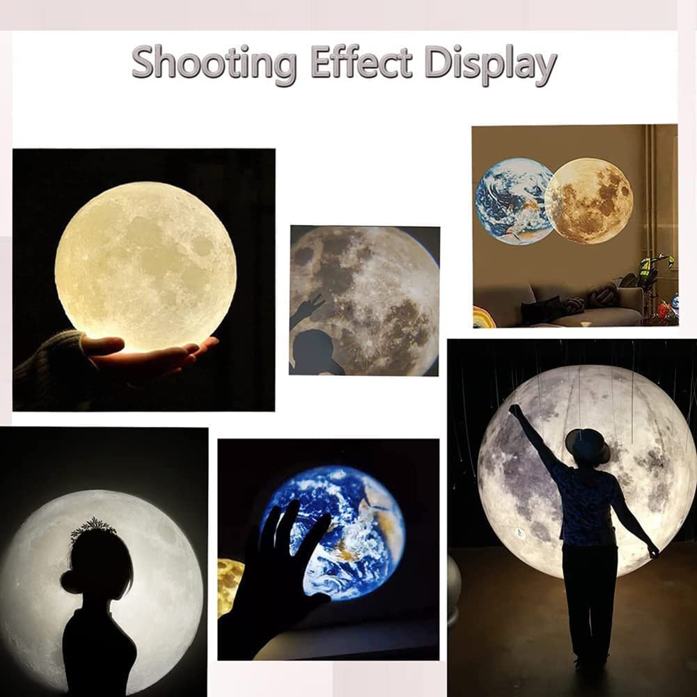 Lampada Proiettore Luna Terra,Proiettore Cielo Stellato Girevole Lampada LED USB Ricaricabile,Proiettore 3D Luce Notturna Lampada Luna Terra Staffa Bambini Festa Casa Luce Ambientale,B