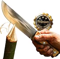 Faca Bushcraft Survival Scout em Aço Inox com Cabo de Carvalho – Ideal para Camping, Pesca, Escapadas e Atividades ao Ar Livre, Durável e Multifuncional