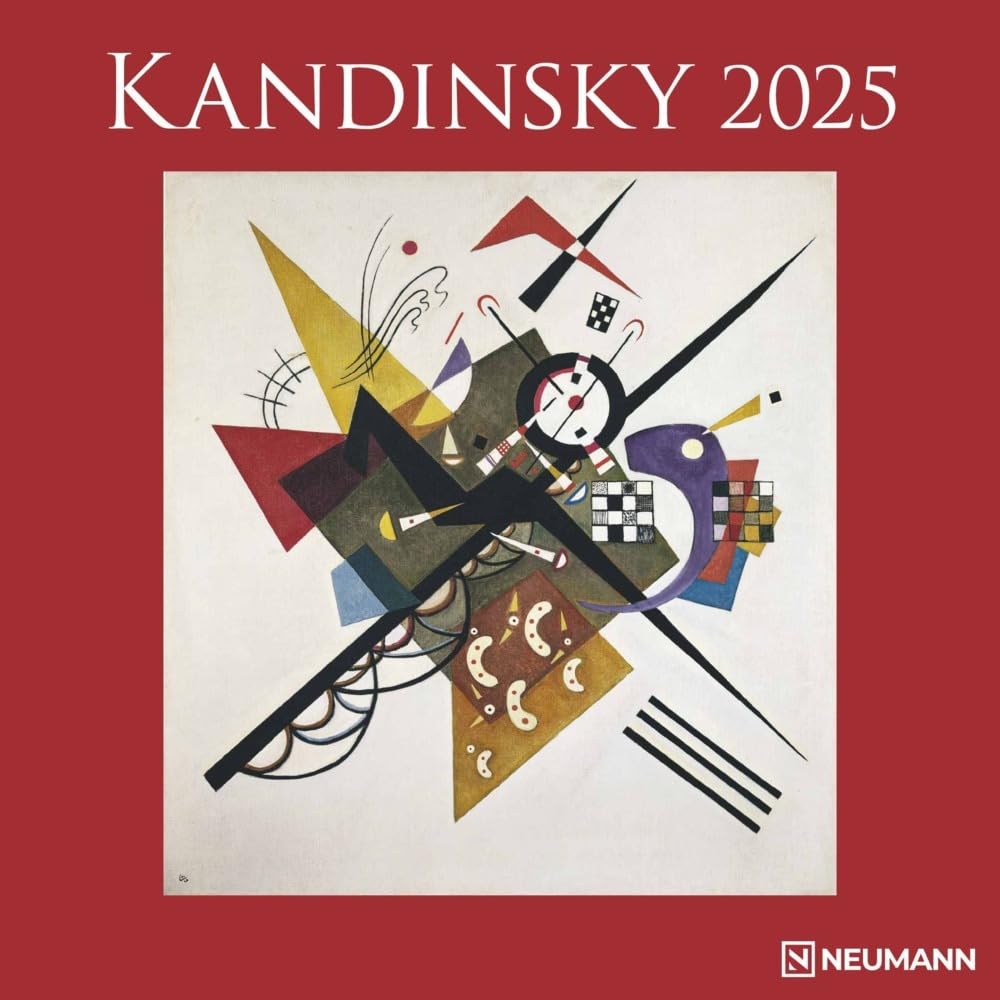 N NEUMANNVERLAGE - Kandinsky 2025 - Calendario de folletos, 30 x 30 cm, calendario de pared con imágenes de Kandinsky, fases lunares, mucho espacio para notas y días festivos