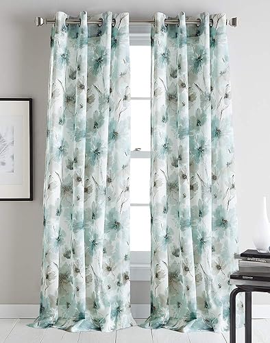 Miniatura 8 de DKNY Modern Bloom - Cortina para ventana, diseño floral de acuarela, con ojales, un panel individual, 84 pulgadas, amarillo