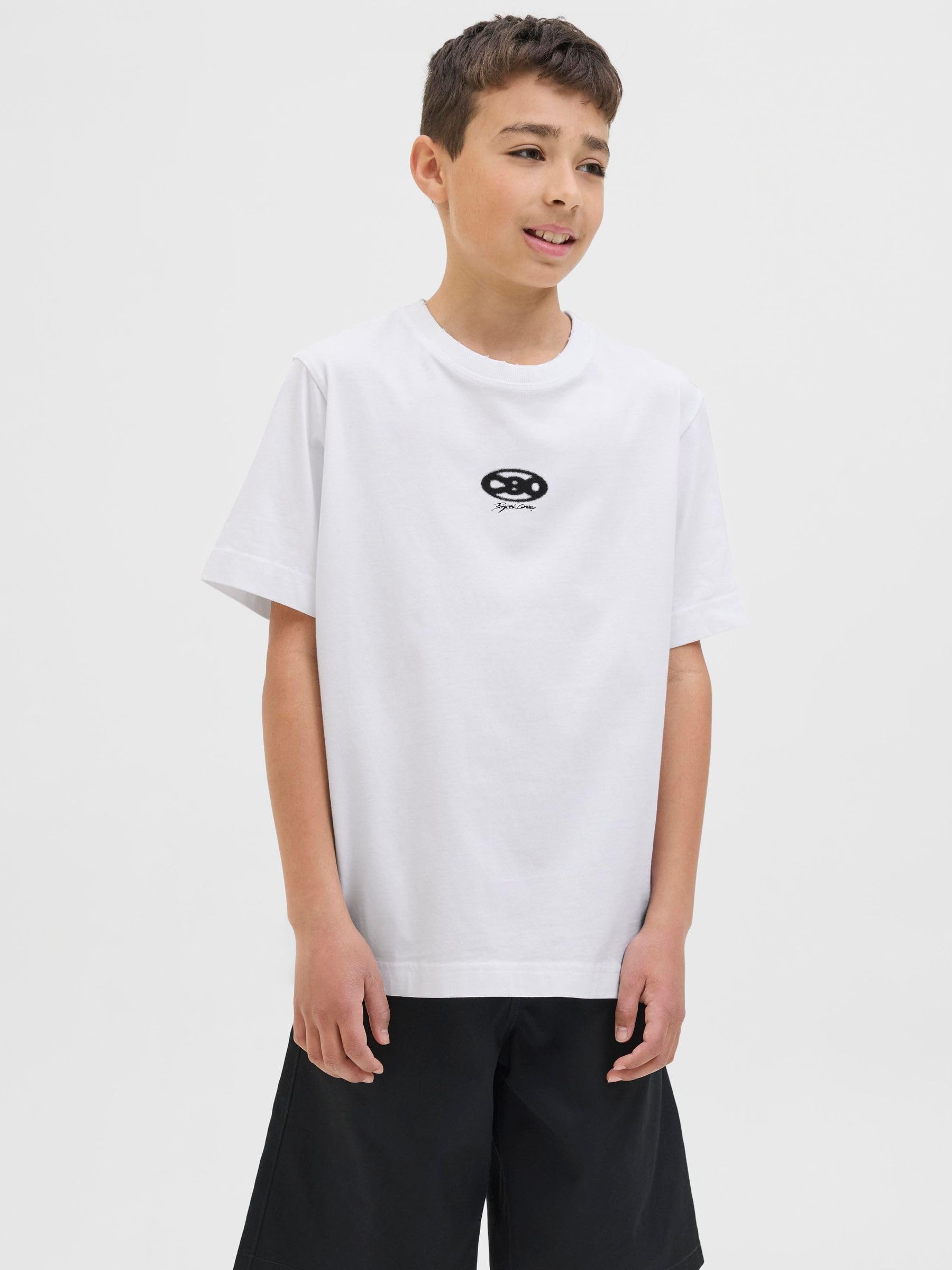 JACK & JONES Męska koszulka Jcostratus Graphic Tee SS Crew NEC Jnr, Bright White, 152