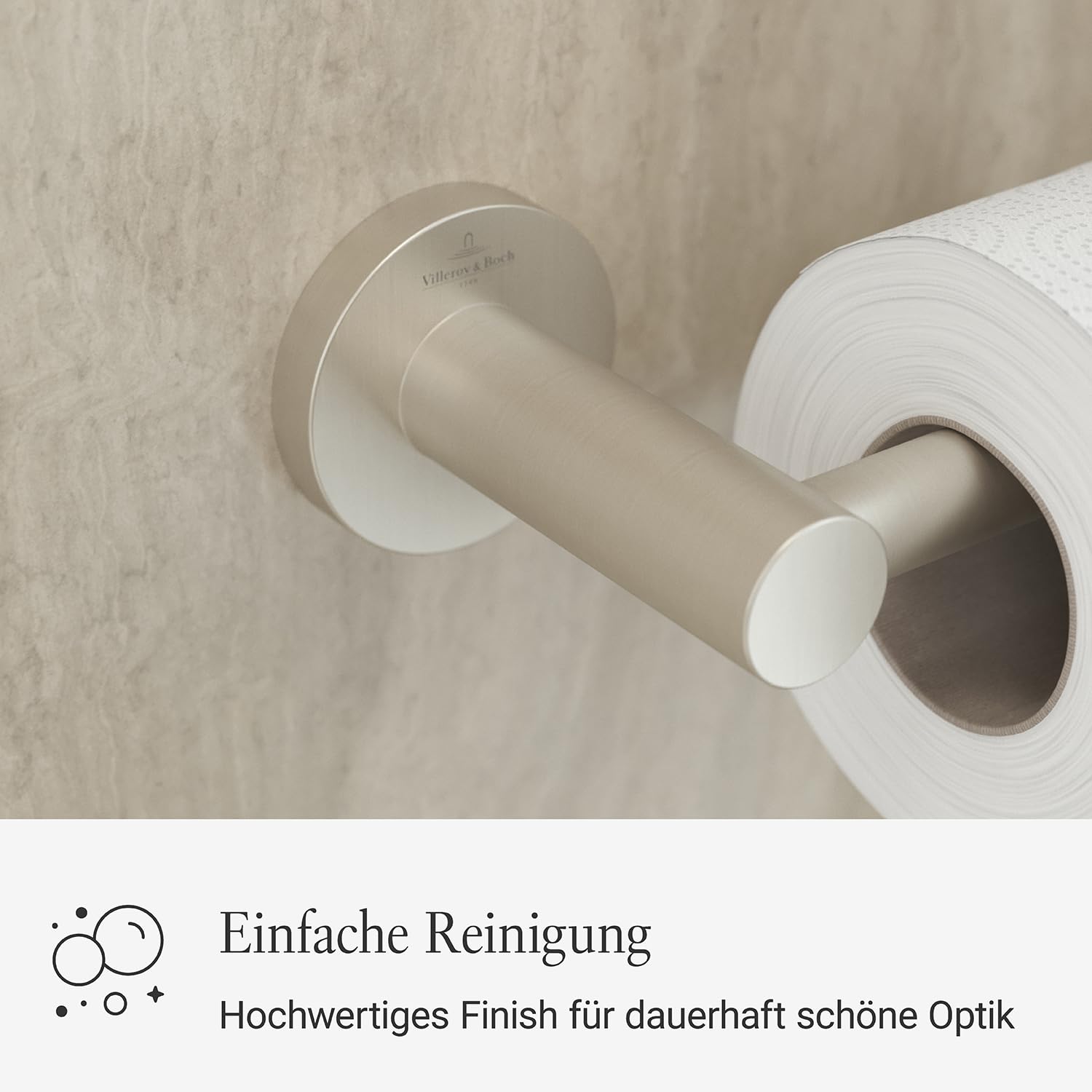 Villeroy & Boch Elements Tender Toilettenpapierhalter, rund – Nickel Matt