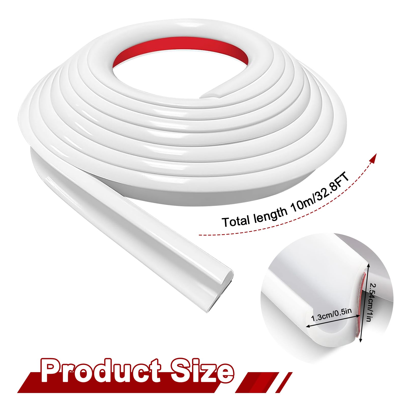 Gouttière Camping Car 10 Mètres de Bande de Caoutchouc Pour Gouttières Bande de Protection en PVC Déflecteur d'eau de pluie en forme de J - Autocollante Pour Portes et Gouttières - Blanc