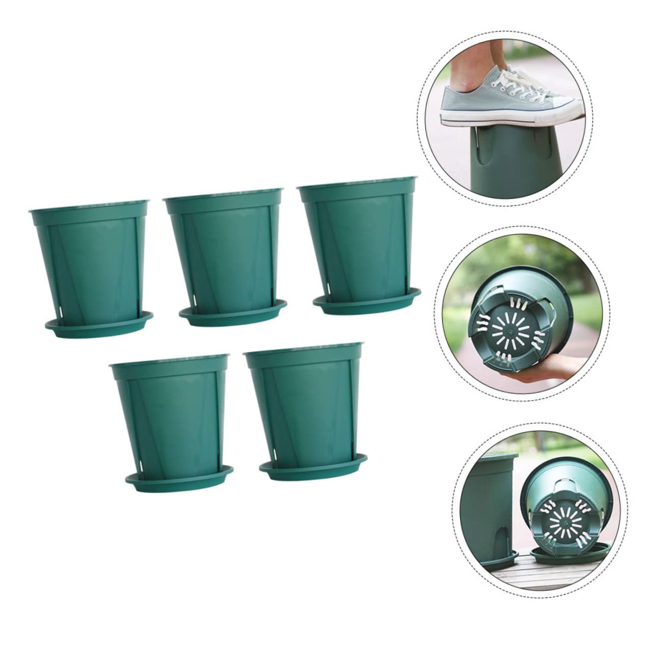 MUSISALY 5 Sets Root Control Pot Tray Decor Plastic Seedling Pots Plastic to Go Containers Nursery Garden Pots Plant Pots Drainage Tray Moden Decor Planters Breathable Flower Pot Green Rose