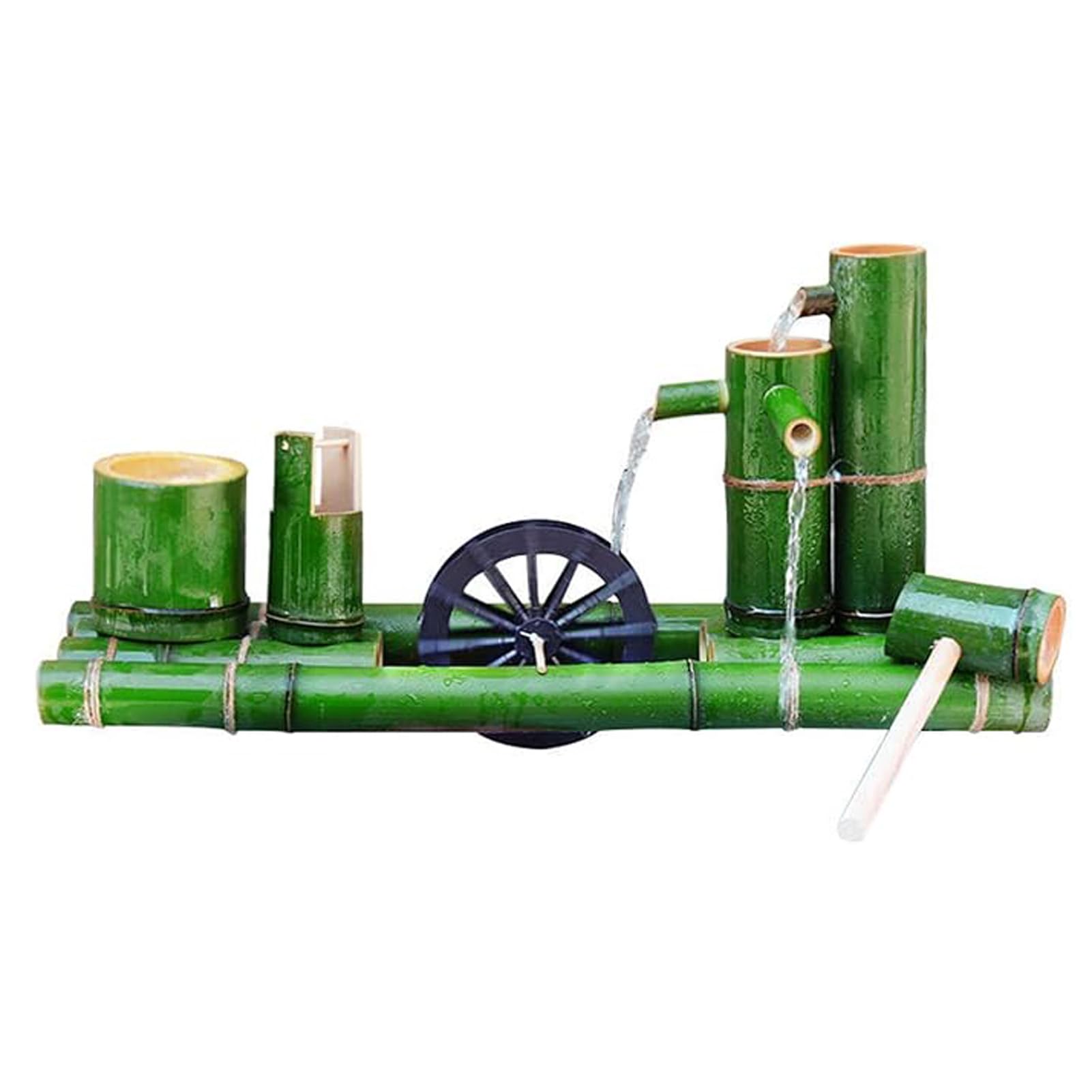 asdchZen Free Standing Handmade Bamboo Fountain, Zen Garden Water Feature, Rotating Windmill Circulation Fountain, Outdoor Landscape Decoration, For Bird Bath Fish Pond Patio, 11.,21.7in(55cm)