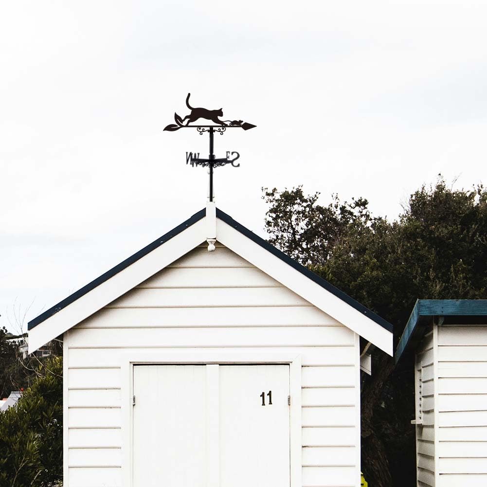 BESPORTBLE Katzen Wetterfahne Aus Schmiedeeisen - Dekorative Windrichtungsanzeige Für Dach & Garten