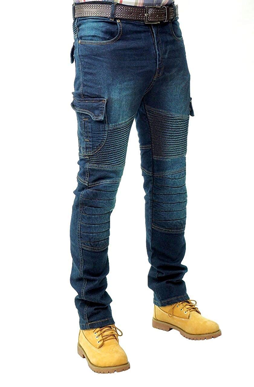 Prime Pantalones de Trabajo para Hombre Pantalones Cargo Pantalones Militares Pants BLJ-02 (BLACK-DENIM-005, 32W X 32L)