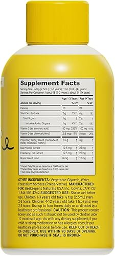 Vista 23 de BEEKEEPER'S NATURALS B.Better - Jarabe para la tos nocturna para adultos, extracto de saúco, extracto de propóleo de abeja, miel de trigo sarraceno