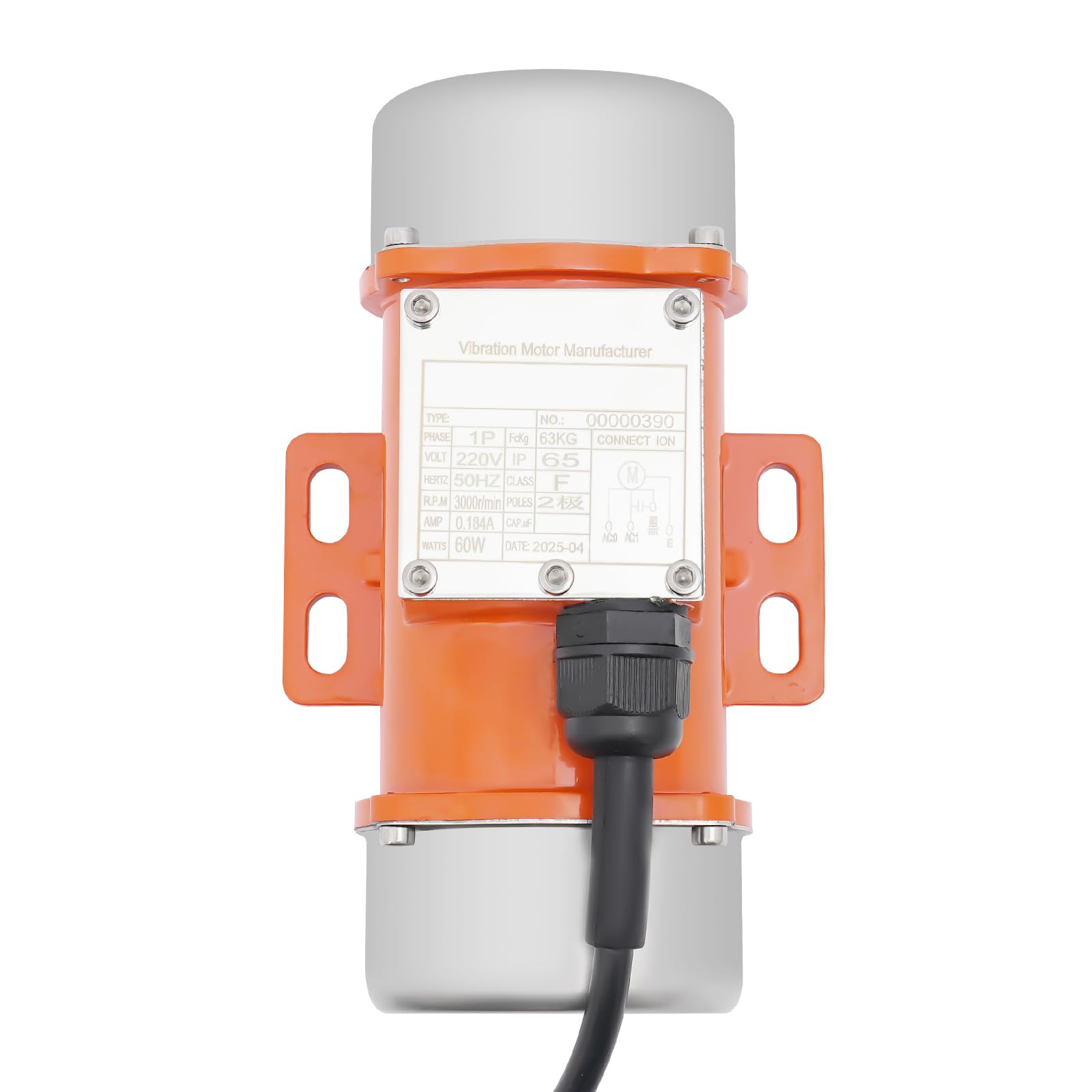 1 Phase Vibrationsmotor 220V Rüttelmotor IP65 Vibration Motor mit Geschwindigkeitsregler 1000-3000 U/min für Bergbau, Metallurgie, Kohle, Bau und Siebanlagen (60, Watt)
