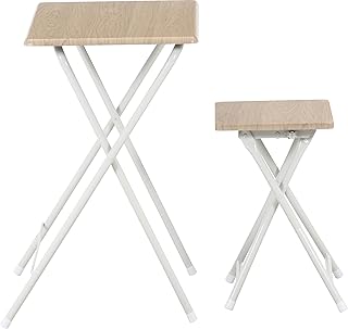 不二貿易 折りたたみ テーブル チェアセット 一人用 テレワーク デスク (幅50.3×奥行48×高さ69.6cm) チェア (幅32.5×奥行31×高さ46cm) ナチュラル ルーキー 85408