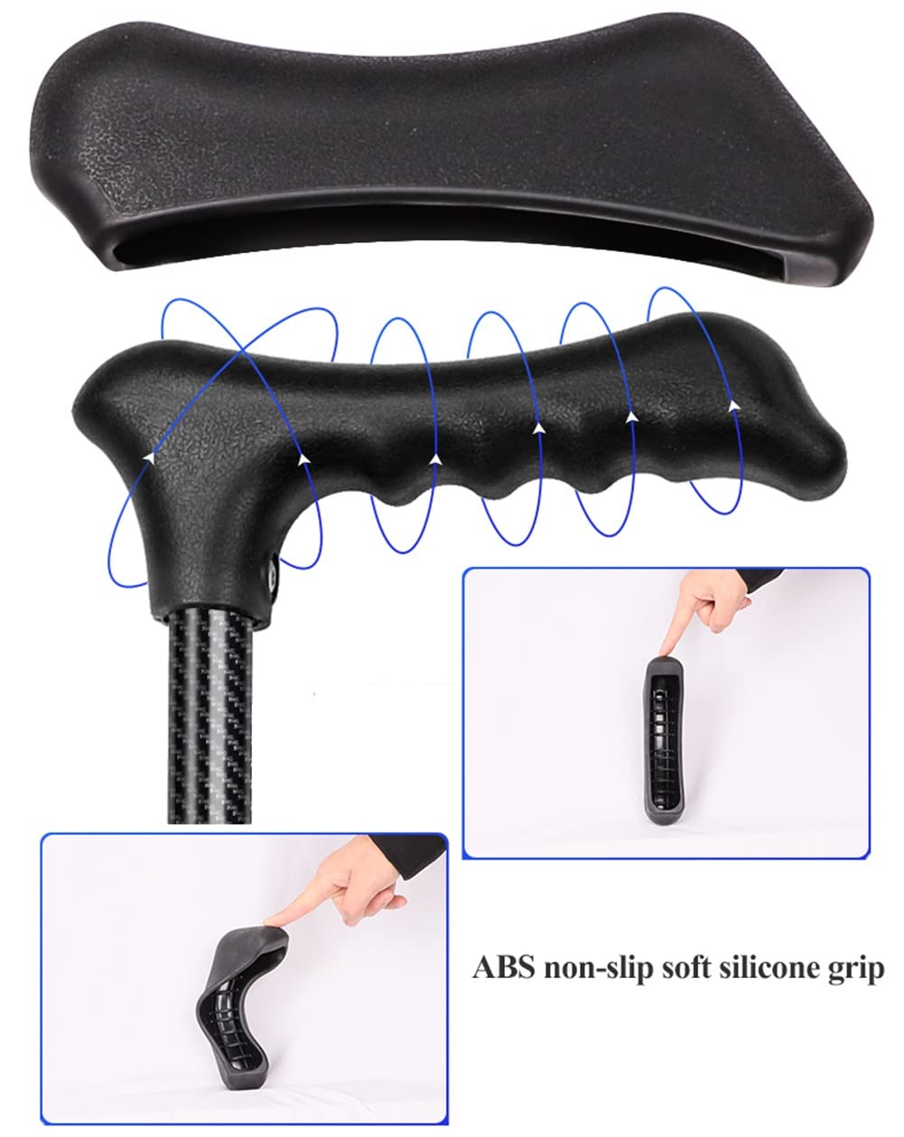 Stampelle ascellari alla Moda per Adulti, stampelle a Forma di F, stampelle in Alluminio Leggero, Altezza Regolabile, Impugnatura ergonomica, Nero (Size : 1unit)