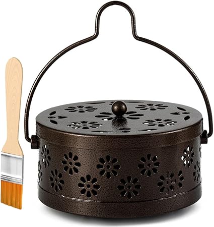 Amazon 蚊取り線香入れ 蚊取り線香 ホルダー ケース おしゃれ 蚊取り線香立て 蚊遣り器 蚊取り器 掃除ブラシ付属 防蚊 蚊やり器 安全防火 蚊取り線香立て 室内 室外 アウトドアにも適用 ブラウン Amajr Shop 虫除け 忌避用品