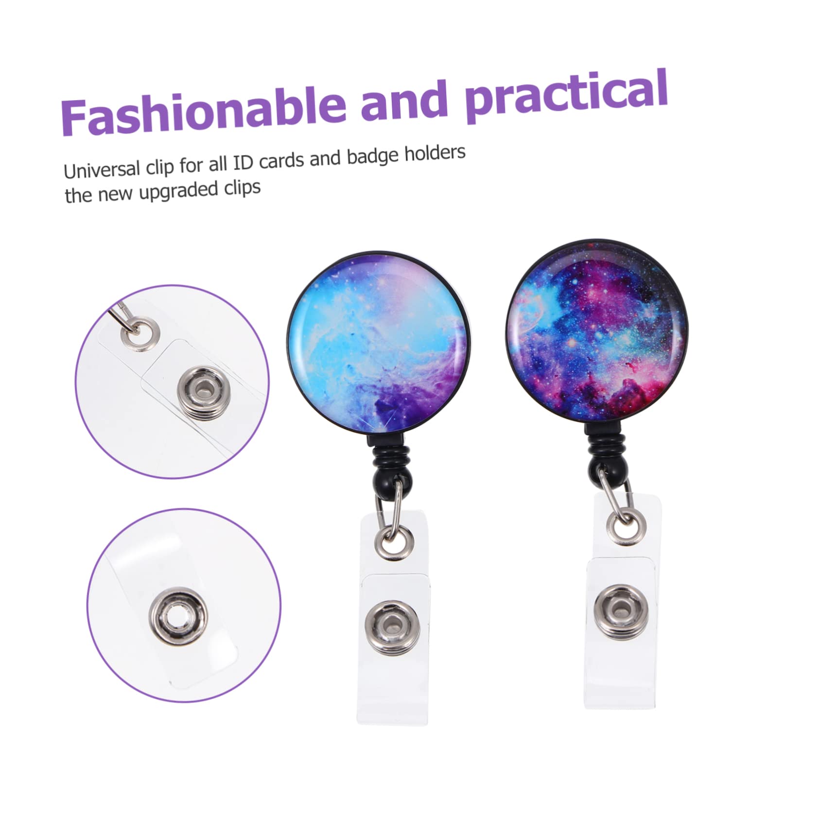 STOBOK 8pezzi Easy-pull Badge Holders Con Design Creativo Di Fiori Clip Retrattile Per Id e Perfetti Per Uso Quotidiano e Eventi Di Galassia