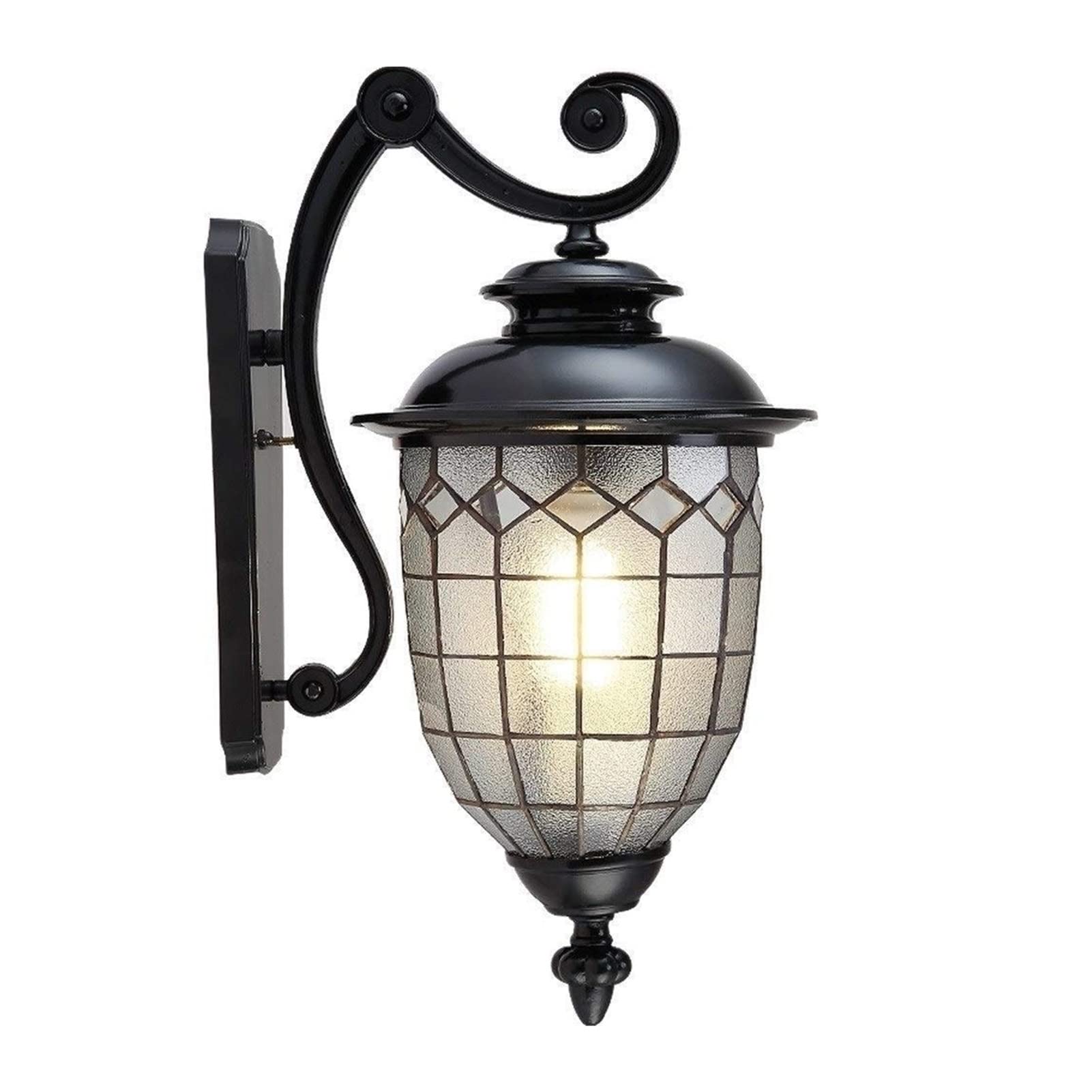 OZBMA Wall Mounted Light Retro Industry Outdoor Lamp Aluminum Black Creative Glass Lantern Lighting IP55 Waterproof Pineapple Garden Landscape Villa Door Exterior Sconce E27 Readi