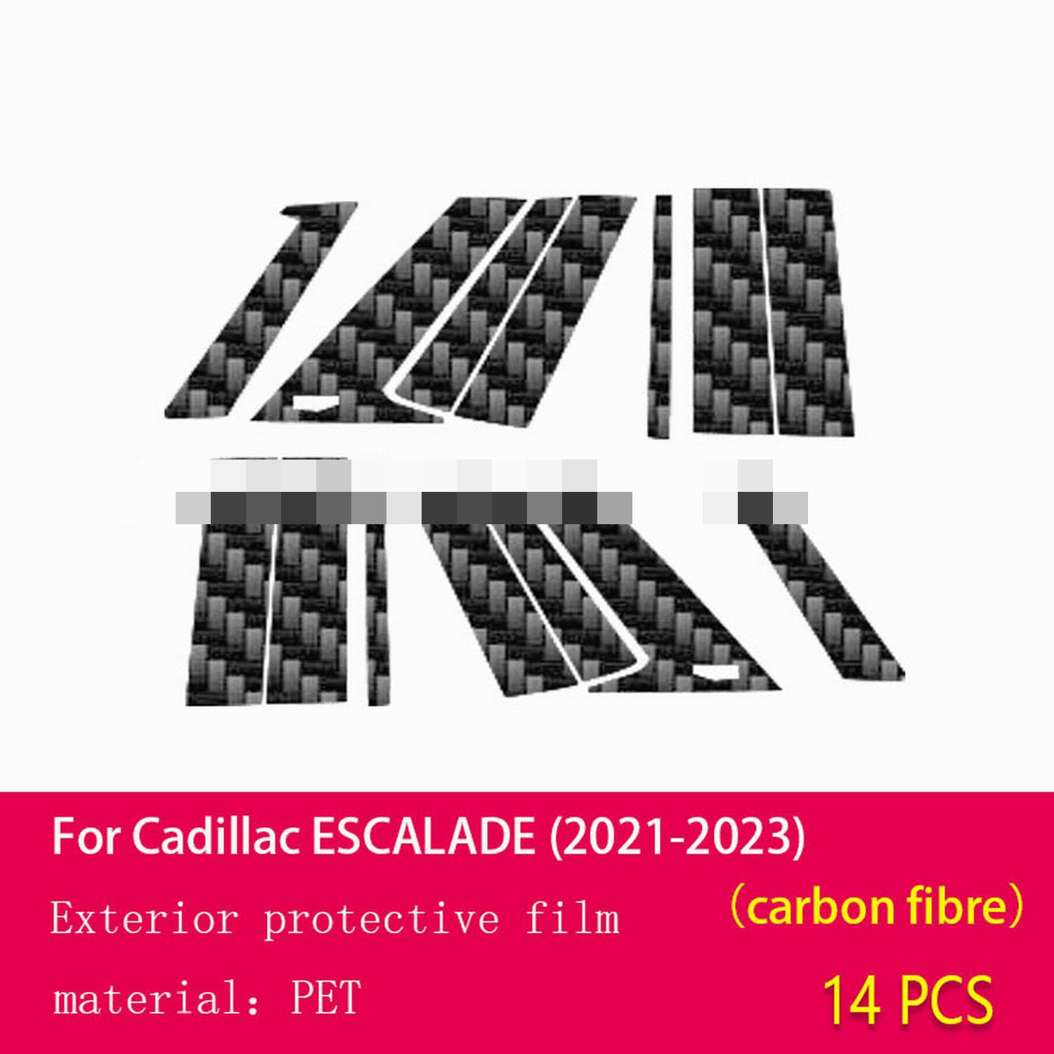 JCAKES Zewnętrzna strona samochodu Słupek szyby samochodowej Odporna na zarysowania folia ochronna TPU PPF Folia naprawcza odporna na zarysowania, do Cadillac ESCALADE 2021-2023