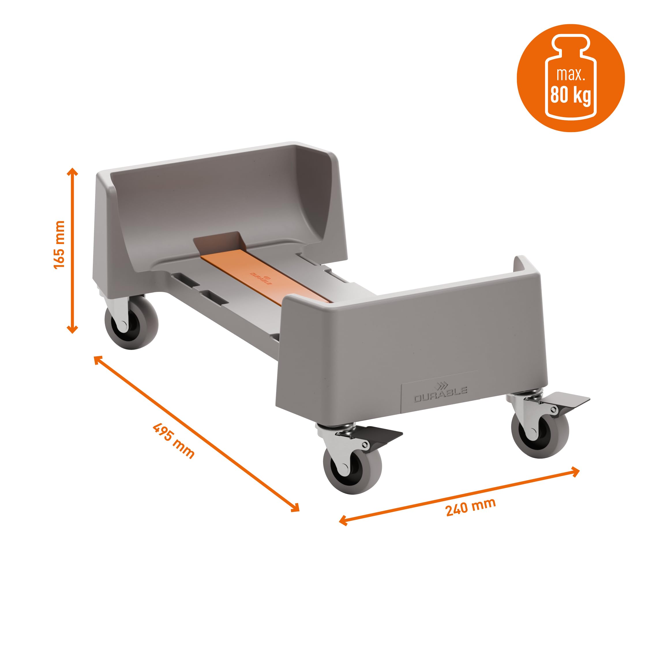 Durable DURABIN® 334037 - Carrito para cubo de basura (60 L, polipropileno reciclado), color grafito