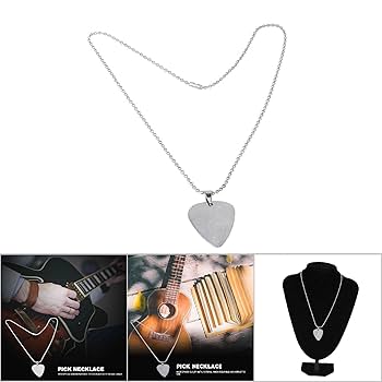 ギターのピック型ネックレス2点セット Amazon | ギターピックホルダーペンダントネックレス (クロム