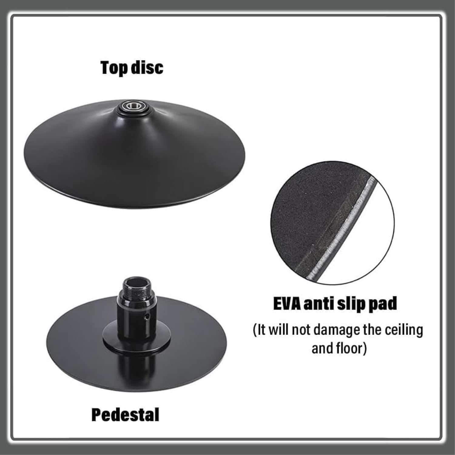 Professional 45mm Dance Pole, Adjustable Spinning Static Pole, for Home Gym, Heavy-Duty Chrome Steel, Includes Installation Kit (Black 2.37m)