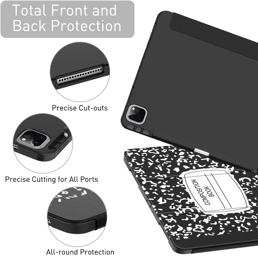 Soke Case for New iPad Pro 11 Inch 2020 & 2018 with Pencil Holder - Lightweight Smart Soft Cover [Supports Apple Pencil 2 Wireless Charging + Auto Wake/Sleep], Book Black