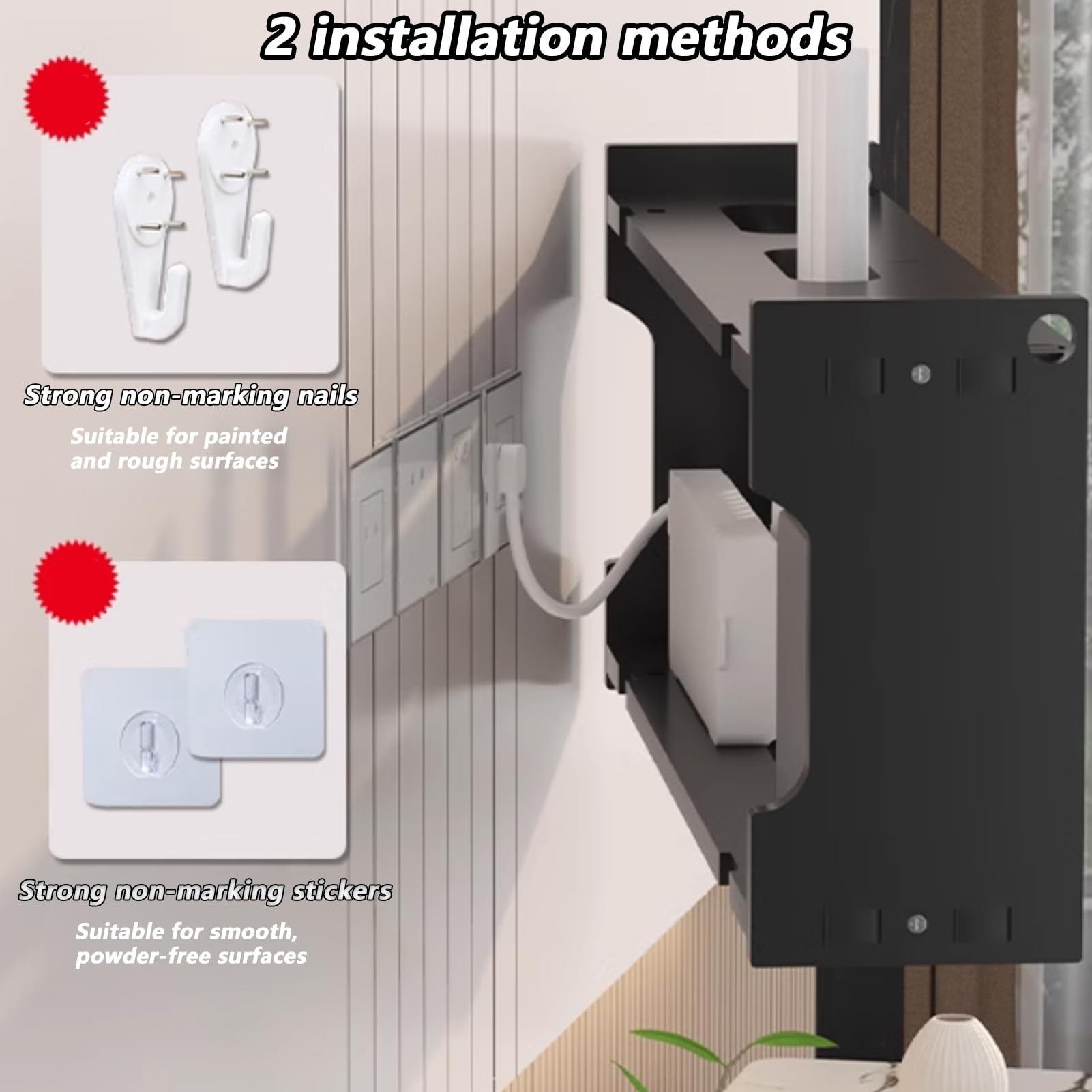 Murale pour Routeur WiFi, Boîte de Rangement pour Routeur, Étagère en Rotin for Routeurs Peut Être Utilisé for Couvrir Les Boîtiers Électriques(Nero,L23.6xW4.5xH9IN)