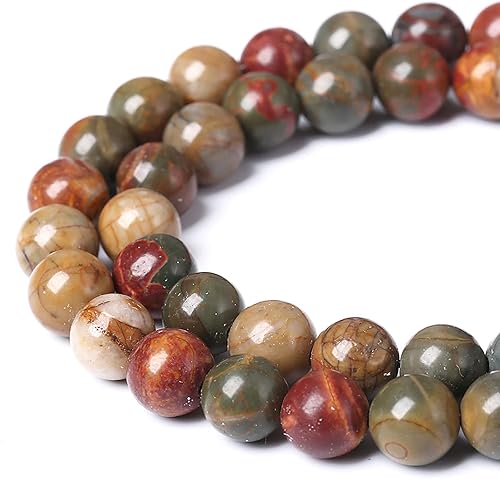 Miniatura 3 de 45 cuentas de jaspe Picasso natural de 0.315 pulgadas, piedras preciosas curativas sueltas para hacer joyas, pulseras y collares, 15 pulgadas