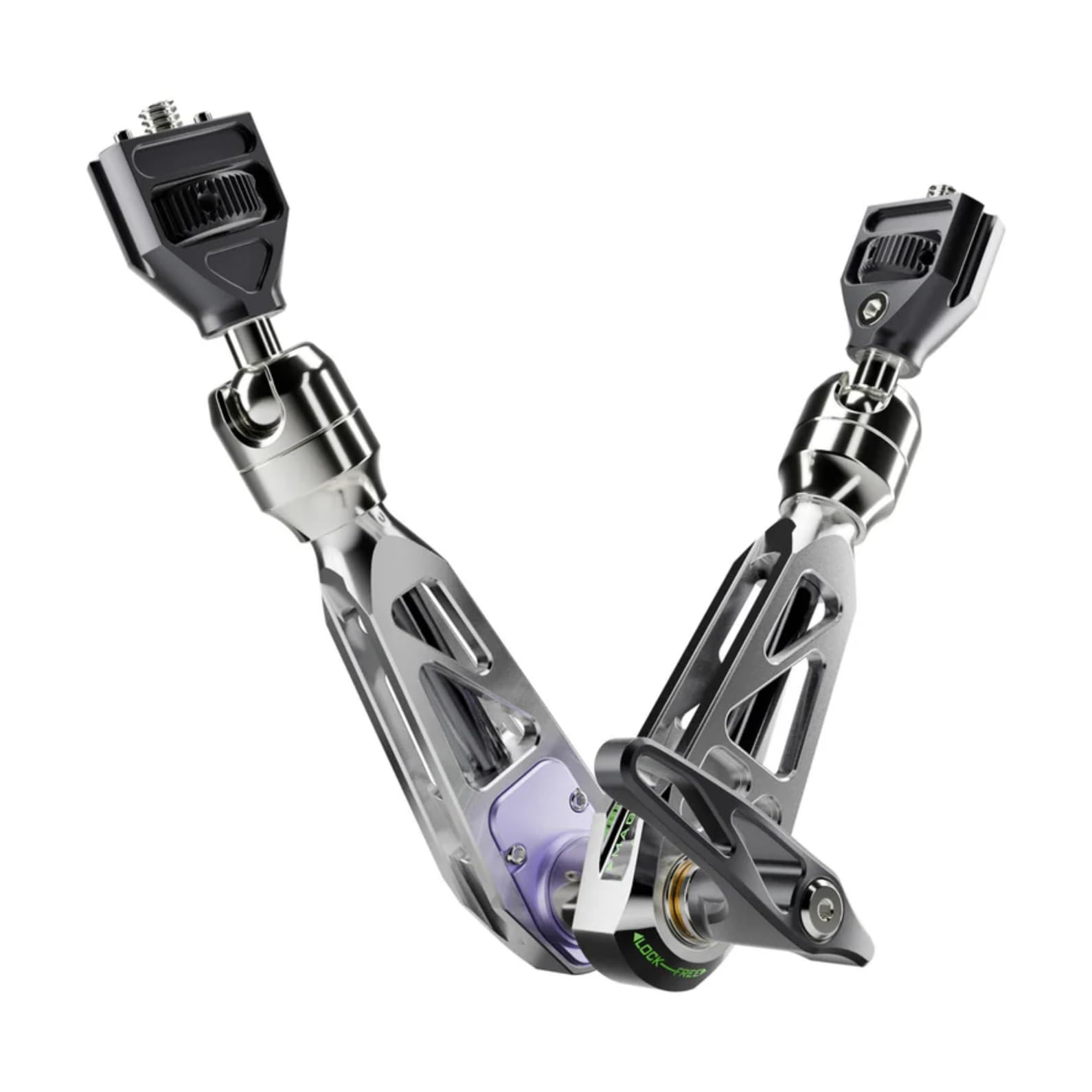 MOFAGE TALOS Bras d'amortissement Magic Bras – Design exosquelette – Charge maximale 5 kg – Fermeture rapide – Frottement réglable – Précision CNC – Pour moniteur, lumière LED, caméra d'action (gris