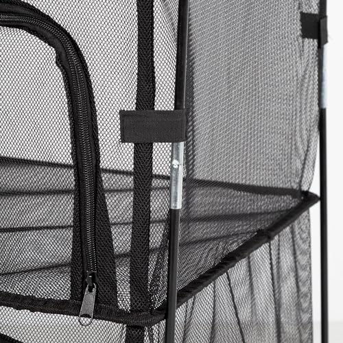 AKTIVE Hängeschrank-Organizer, 38 x 36 x 87 cm, Campingregal, 3 Ebenen, oberes Regal, 1 Haken, faltbarer Schrank, Polyester-Netzgewebe, schwarz, tragbare Aufbewahrungstasche (63073)