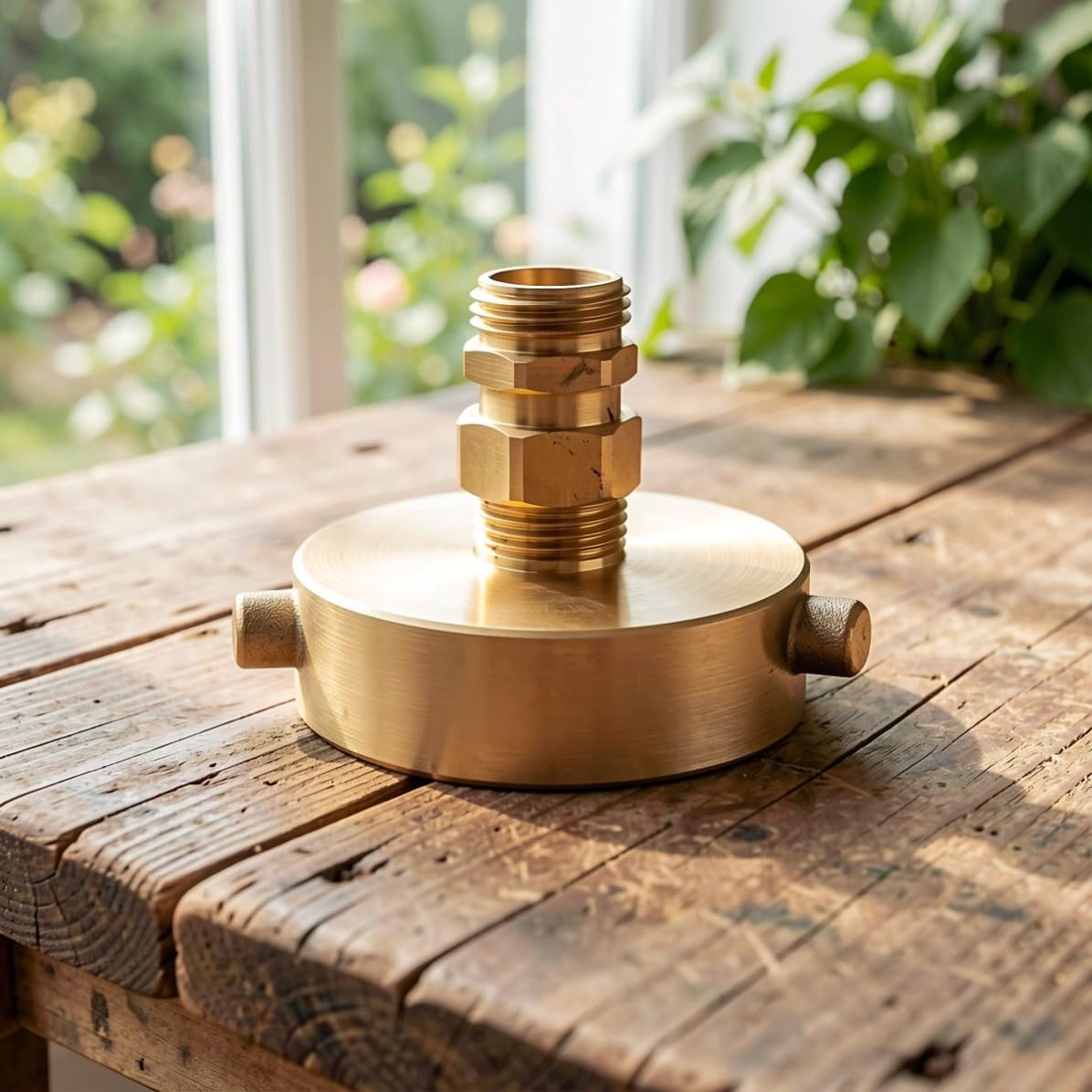 Adattatore per Manichette Antincendio in Ottone 2-1/2" | Filettatura Ght Maschio da 3/4", Design Pin Lug, Finitura Opaca, Uso Agricolo e Irrigazione