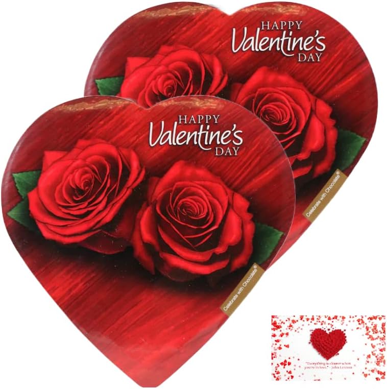 Assorted Chocolates in Heart-Shaped Boxes, (Made in USA)| card TO: /FROM INCLUDED (Assorted ELMER CHOCOLATE (2 Pack)