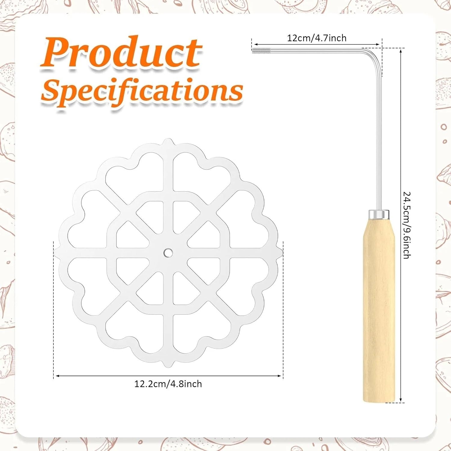 Aluminum Rosette Maker Molds Mold with Handle Pastry Tools Cookie Maker Baking Cooking Kitchen Accessories (Size : 2pcs)