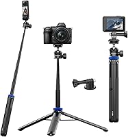 Vista 9 de Kaitezenz Trípode selfie stick para cámara GoPro, soporte de trípode extensible de 62 pulgadas con cabeza de bola de 360° tornillo de 1/4 pulgadas