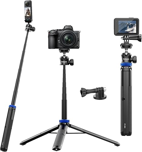 Miniatura 9 de Kaitezenz Trípode selfie stick para cámara GoPro, soporte de trípode extensible de 62 pulgadas con cabeza de bola de 360 tornillo de 14 pulgadas,