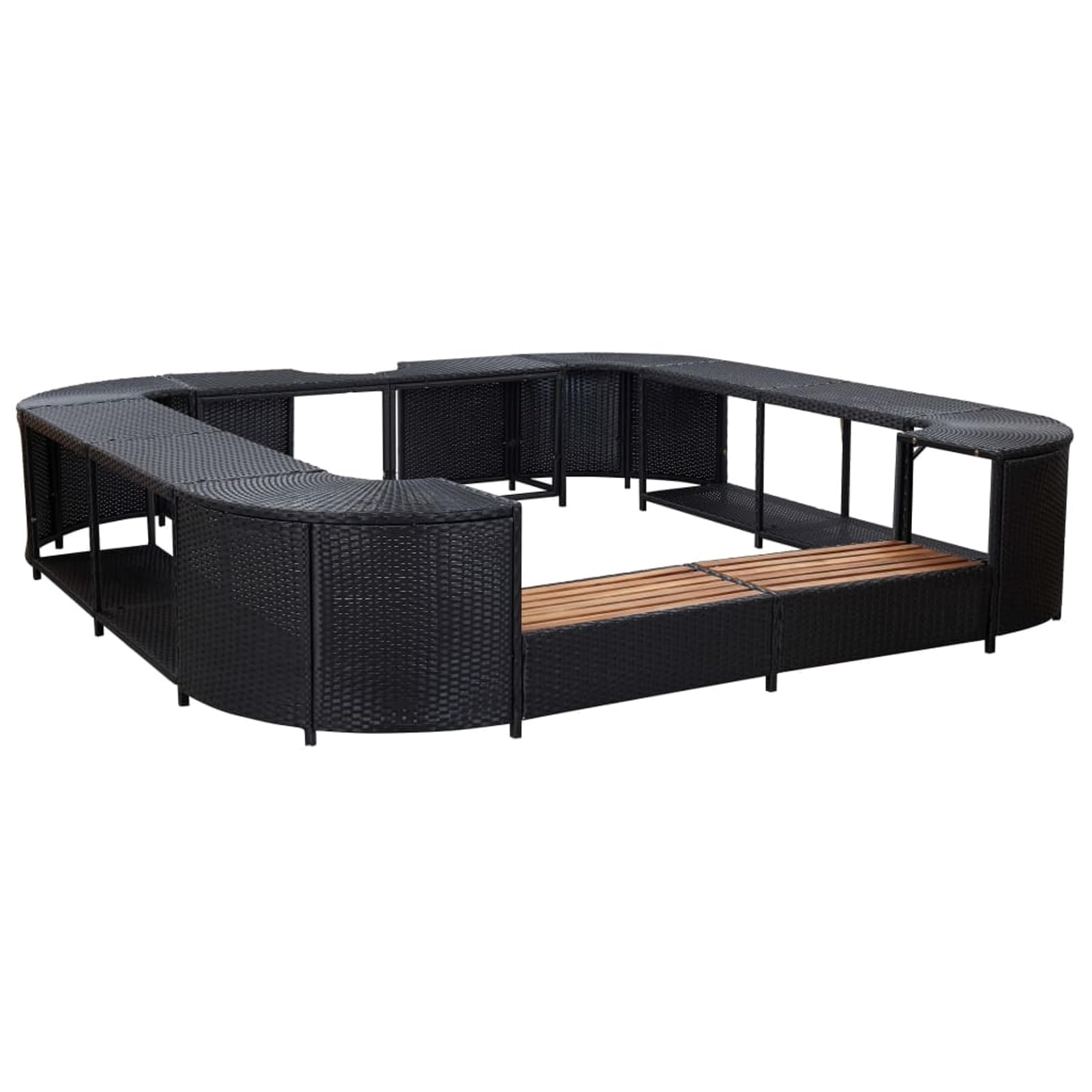 Gecheer aspirateur Piscine，epuisette Piscine Cadre de Spa carré Noir 268x268x55 cm Résine tressée