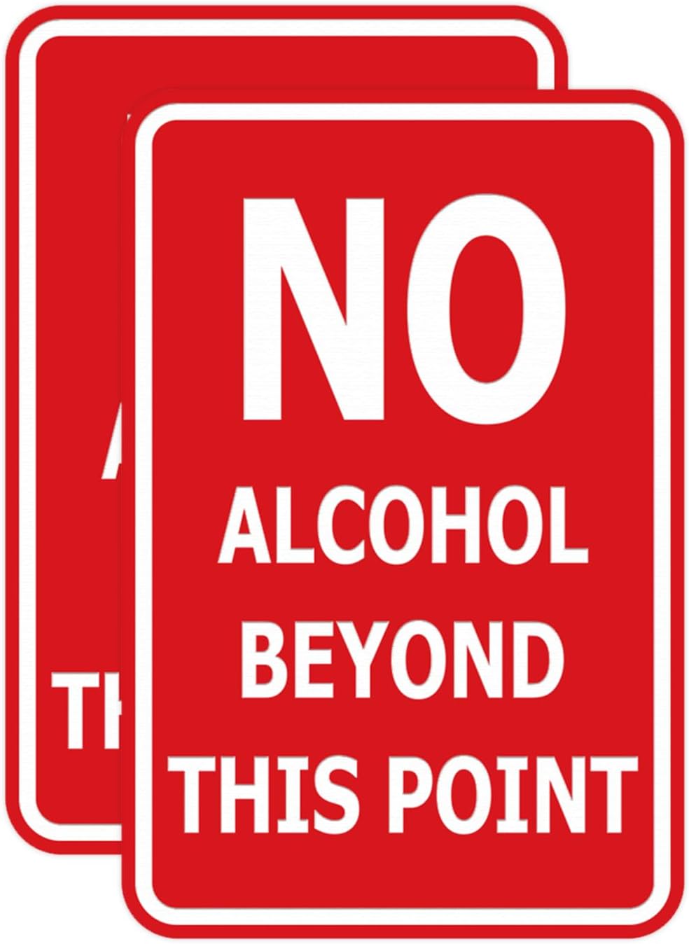 Signs ByLITA Portrait Round no Alcohol Beyond This Point Sign with Adhesive Tape, Mounts On Flat Surface (Lt Gray) - Large 2 Pack