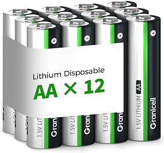 Granicell 12-Pack Lithium AA Batteries 3500mAh 1.5V for Blink Cameras, Smart Locks - 10-Year Shelf Life, Leak-Proof, Extreme Temp (-40°F to 140°F)