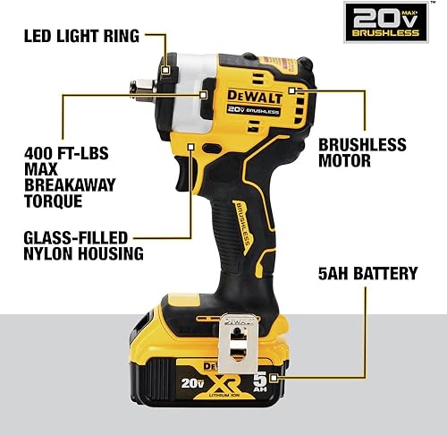 Miniatura 5 de DEWALT DCF911P2 20V MAX* 1/2 pulg. Llave de impacto inalámbrica con kit de yunque de anillo de cerdo