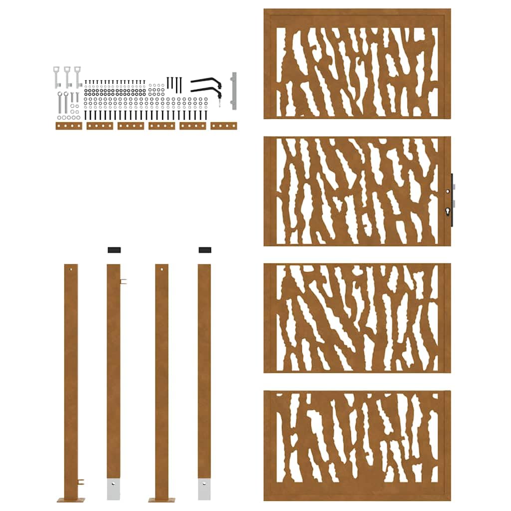 Garden Door, Steel Leaf Design, Durable Metal Entrance, Lockable and Decorative for Patio Garden (100 x 200 cm (Trace design: Projekt śladu))