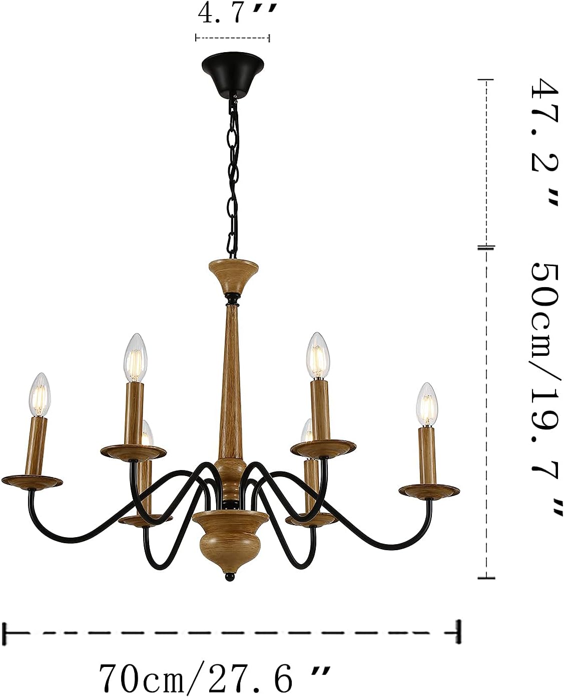 Up To 50% OFF Riomasee Rustic Farmhouse Chandelier 6-Lights Black Chandelier Metal Candle Chandelier Light Fixture for Dining,Living Room,Foyer,Bedroom,Kitchen Island 30.34 Inches