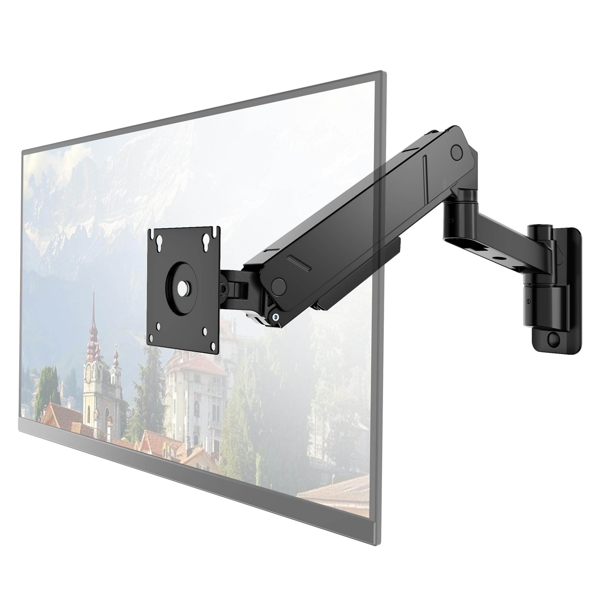 monTEK Supporto da parete per TV da 17-45 pollici, fino a 16 kg, inclinabile, girevole, regolabile in altezza, supporto da parete per monitor Full Motion, VESA 75 x 75/100 x 100 mm, nero