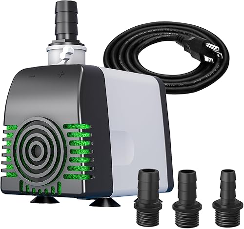 Bomba de agua de apagado automático de 550 GPH, bomba sumergible de fuente ultra silenciosa con flujo ajustable, sin BPA para acuario y estanque