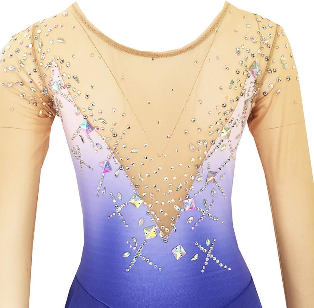 Girls' Figure Skating Dress Gradient Ice Skating Dresses Ice Skating Performance Dancewear Gymnastics Leotard