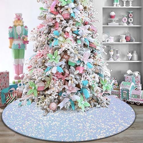 Blue-and-White-Christmas-Tree-Skirt-Sparkly-Sequin-Tree-Skirt-48-Inches-Xmas-Candy-Tree-Skirt-for-6-Ft-Tree-Decorations-Iridescent-Blue-Wonderland-Christmas-Decorations-Ornaments Blue and White Christmas Tree Skirt Sparkly Sequin Tree Skirt 48 Inches Xmas Candy Tree Skirt for 6 Ft Tree Decorations Iridescent Blue Wonderland Christmas Decorations Ornaments