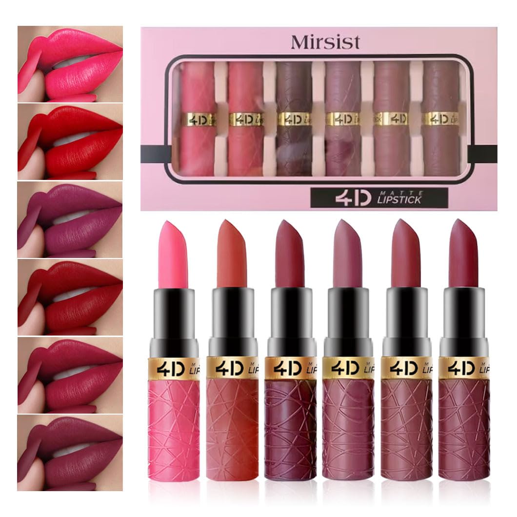 Matte Lipstick Set 6 Pcs Lipstick Pack with Nude, Rose, Coffee & Brown Shades Waterproof - Image 4