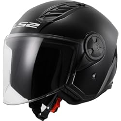 Cascos Estilo Cafe Racer LS2, Casco Moto Jet Airflow Solid Matt Black, M